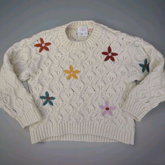 ZARA‎ Floral Knit Sweater Size 4-5yrs - Picture 1 of 7